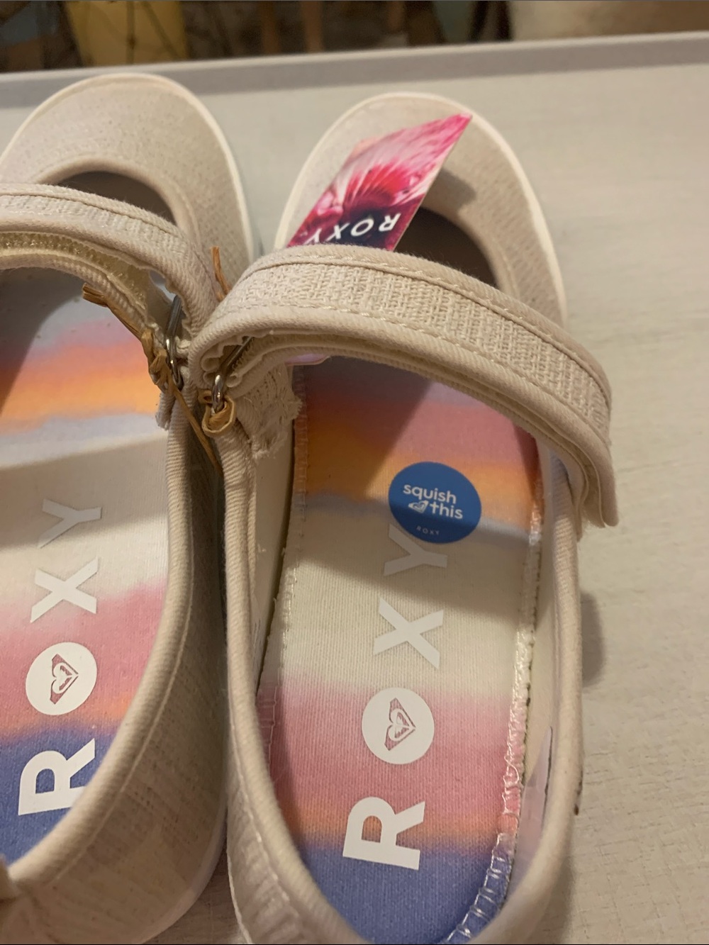 Roxy Women’s Beige Mary Jane Sneakers with White Soles - Picture 2 of 9